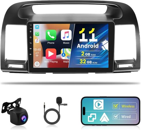 Roinvou 8 Cores 6+128G Android Radio Upgrade for Toyota Camry 2001-2006, 9'' HD Touchscreen with Wireless CarPlay Android Auto GPS Navigation WiFi Backup Camera Mirror Link Bluetooth Mic FM RDS in Kuwait
