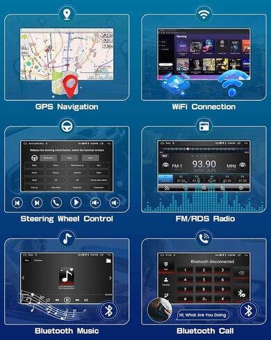 Roinvou 8 Cores 6+128G Android Radio Upgrade for Toyota Camry 2001-2006, 9'' HD Touchscreen with Wireless CarPlay Android Auto GPS Navigation WiFi Backup Camera Mirror Link Bluetooth Mic FM RDS in Kuwait