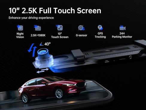 كاميرا مرآة الرؤية الخلفية Pelsee P10 2.5K، مع كابل تمديد للكاميرا الخلفية بطول 33 قدمًا، ومساعد القيادة الذكية لكاميرا داش مرآة 10 بوصة مع ADAS وBSD، وكاميرا أمامية وخلفية لشاحنات السيارات، والرؤية الليلية in Kuwait