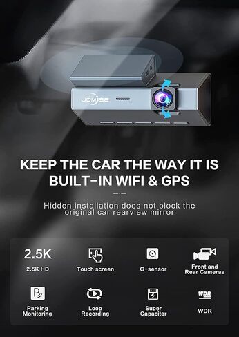 جوميز كاميرا لوحة القيادة S30 2.5K، شاشة لمس 3 انش امامية وخلفية للسيارات، واي فاي مدمج، مسجل كاميرا لوحة القيادة بزاوية واسعة 170 درجة مع مستشعر ستارفيس، شاشة وقوف السيارات 24 ساعة in Kuwait