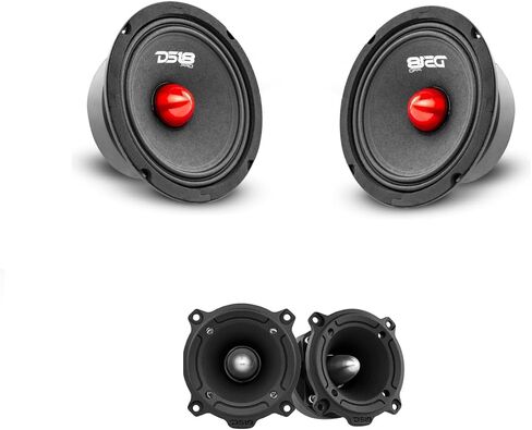 DS18 Car Speakers Bundle - 2X 6.5 Midrange Loudspeakers with Bullet and 2X 3 Super Bullet Tweeters - Complete Car Audio Package for Your Car Stereo Sound System in Saudi Arabia