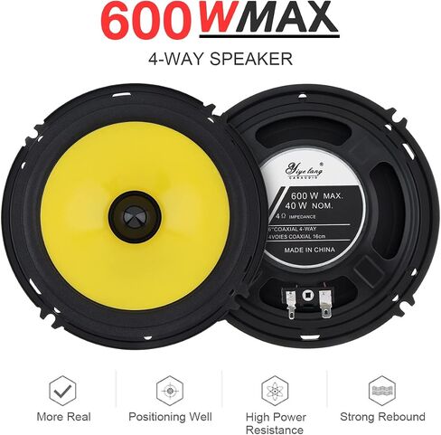 2pcs Full Range Frequency Car Audio Speaker Heavy Mid-bass Ultra-Thin Modified Speaker Non-Destructive Installation (6 Inch) in Saudi Arabia