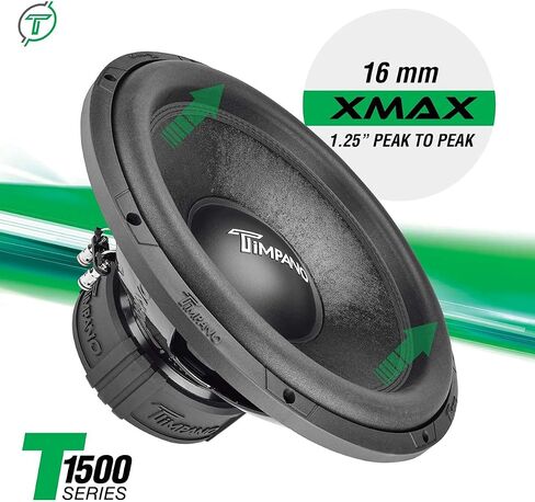 Timpano 10" Sub D4 1500 Watts Max Power Dual 4 Ohm, 10 Inch Car Subwoofer 16 mm Xmax, TPT-T1500-10 D4, 2.6 in Voice Coil, Double Stacked Magnet Sub Woofer for Car Audio Systems (Single) in Saudi Arabia