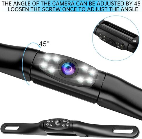 كاميرا احتياطية للوحة الارقام من واي اي دي ام، كاميرا خلفية HD للرؤية الليلية والرؤية الخلفية مقاومة للماء للرؤية الخلفية للسيارة بزاوية 170 درجة رؤية مثالية مع 8 مصابيح LED in Kuwait