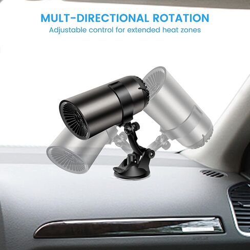 قابس سخان السيارة لازالة الضباب واذابة الجليد 12 فولت 150 واط دوران 360 درجة مروحة تبريد كهربائية محمولة للسيارة مع كوب شفط لجميع السيارات in Kuwait