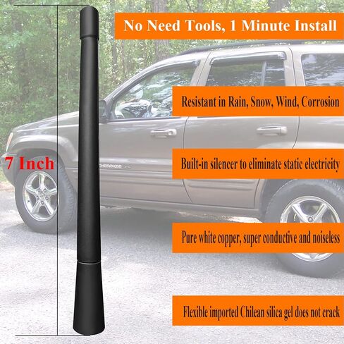 7 Inch Antenna Replacement for Jeep Grand Cherokee (1999-2004), Jeep Grand Cherokee Antenna, Flexible Rubber Antenna Mast in Saudi Arabia
