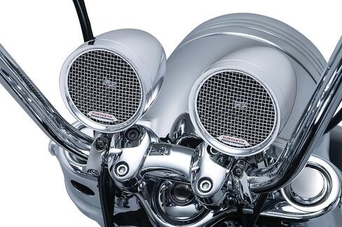 Kuryakyn 2712 MTX Road Thunder Weather Resistant Motorcycle Speakers: 100 Watt Handlebar Mounted Audio Speaker Pods with Bluetooth Audio Controller, Chrome in Saudi Arabia