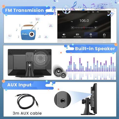 Hikity Portable Wirless Apple Carplay، شاشة لمس 9 بوصة للعب السيارة مع كاميرا احتياطية Carplay Android شاشة تلقائية للسيارة مع نظام ملاحة GPS مزدوج بلوتوث مرآة رابط دعم TF بطاقة AUX FM in Saudi Arabia