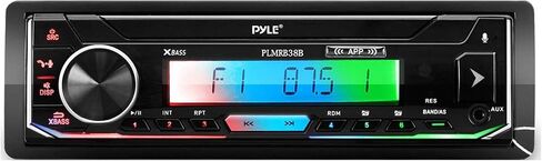 Pyle 16-25 'Bay Boat Single DIN Bluetooth Marine Stereo Setup Bundle Combo مع 4X 5.25 بوصة 180 وات مكبرات صوت سوداء مقاومة للماء، سلك مكبر صوت 18 قياس 50 قدم، هوائي راديو صاري مطاطي أسود in Saudi Arabia