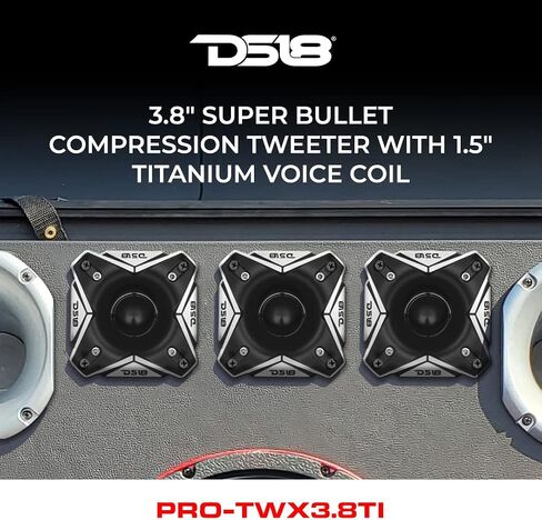 DS18 PRO-TWX3.8TI 3.8" Super Bullet Compression Tweeter with 1.5" Titanium Voice Coil 500 Watts 108 dB Extremely Loud - Pro Car Audio Sound System Bullet Tweeter - 1 Tweeter in Saudi Arabia