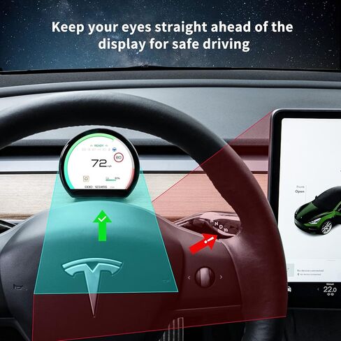 Novozopai Tesla Head up Display for Model 3/Y Instrument Cluster Display,Support Autopilot Nag/Sync-Info,No Block AC-Vents,High-End Mini 3.6" Screen Design Tesla HUD Accessories,Plug&Play. in Kuwait