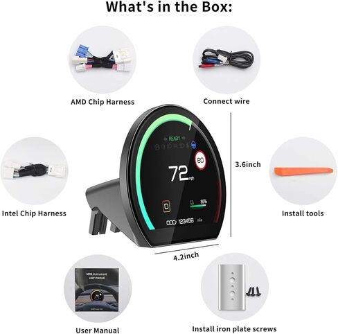 Novozopai Tesla Head up Display for Model 3/Y Instrument Cluster Display,Support Autopilot Nag/Sync-Info,No Block AC-Vents,High-End Mini 3.6" Screen Design Tesla HUD Accessories,Plug&Play. in Kuwait
