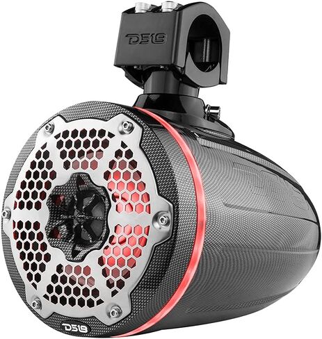 DS18 Hydro NXL-X6TP/BK مقاس 6.5 بوصة للرياضات البحرية والرياضات القوية، مكبرات صوت برجية مقاومة للماء مع مصابيح LED RGB مدمجة 300 وات 4 أوم - رائعة للقوارب ورياضات السيارات وجيب ATV وUTV باللون الأسود (زوج) in Kuwait