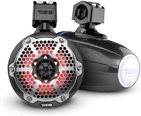 DS18 Hydro NXL-X6TP/BK مقاس 6.5 بوصة للرياضات البحرية والرياضات القوية، مكبرات صوت برجية مقاومة للماء مع مصابيح LED RGB مدمجة 300 وات 4 أوم - رائعة للقوارب ورياضات السيارات وجيب ATV وUTV باللون الأسود (زوج) in Kuwait