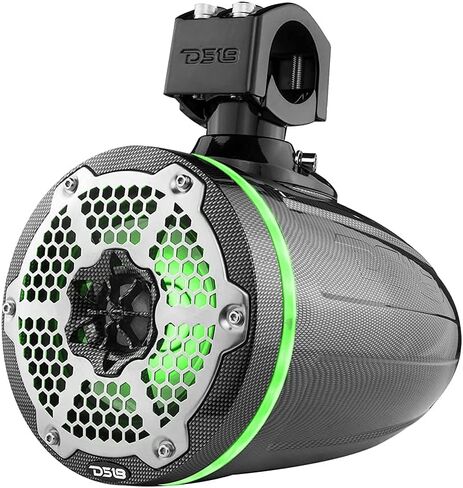 DS18 Hydro NXL-X6TP/BK مقاس 6.5 بوصة للرياضات البحرية والرياضات القوية، مكبرات صوت برجية مقاومة للماء مع مصابيح LED RGB مدمجة 300 وات 4 أوم - رائعة للقوارب ورياضات السيارات وجيب ATV وUTV باللون الأسود (زوج) in Kuwait