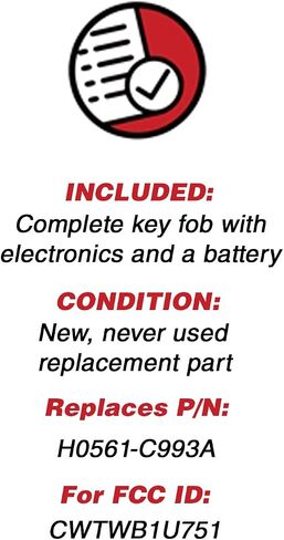 KeylessOption دخول بدون مفتاح للتحكم عن بعد للسيارة غير مقطوعة لمفتاح الإشعال لـ CWTWB1U751 (عبوة من 2) in Kuwait
