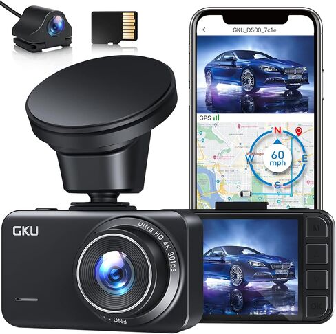 كاميرا داش كام أمامية وخلفية 4K، بطاقة SD مجانية بسعة 32 جيجابايت، كاميرا داش للسيارات مع نظام تحديد المواقع واي فاي مدمج، كاميرا داش كام مزدوجة 4K + 2.5K، زاوية واسعة 170 درجة، تسجيل حلقي، مستشعر G، رؤية ليلية، شاشة وقوف السيارات، 512 جيجابايت الأعلى in Kuwait