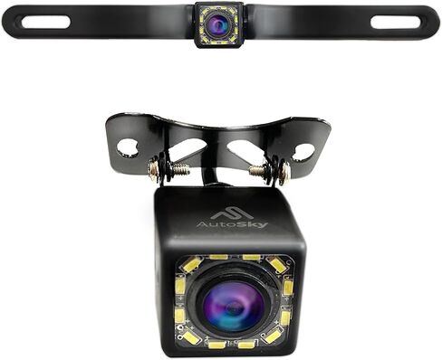 احدث كاميرا خلفية اوتوسكي HD للرؤية الخلفية 12 LED لوحة ترخيص كاميرا عالمية للمركبات - شاحنة بيك اب وسيارات الدفع الرباعي - زاوية مثالية للرؤية الليلية بمستوى IP69 مقاوم للماء in Kuwait