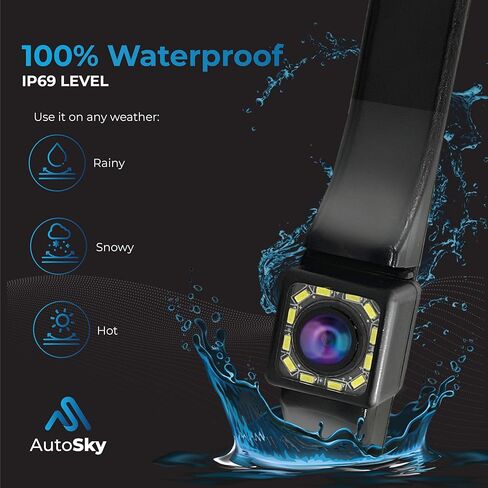 احدث كاميرا خلفية اوتوسكي HD للرؤية الخلفية 12 LED لوحة ترخيص كاميرا عالمية للمركبات - شاحنة بيك اب وسيارات الدفع الرباعي - زاوية مثالية للرؤية الليلية بمستوى IP69 مقاوم للماء in Kuwait