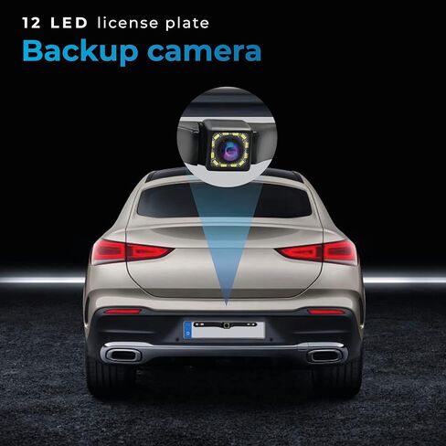 احدث كاميرا خلفية اوتوسكي HD للرؤية الخلفية 12 LED لوحة ترخيص كاميرا عالمية للمركبات - شاحنة بيك اب وسيارات الدفع الرباعي - زاوية مثالية للرؤية الليلية بمستوى IP69 مقاوم للماء in Kuwait