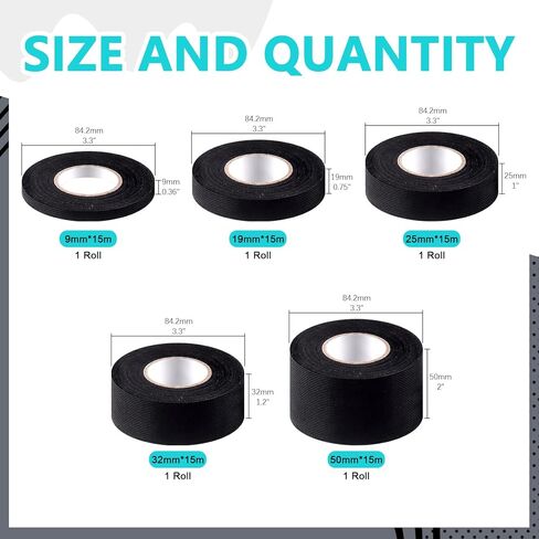 سيميتون 5 قطع شريط لاصق من القماش بلون اسود in Kuwait