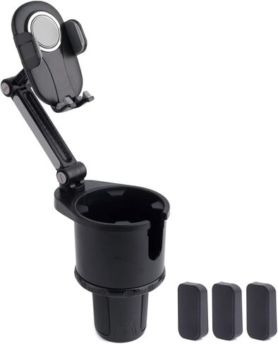 توبريما حامل اكواب للسيارة متعدد الوظائف بقاعدة قابلة للتعديل مع حامل موبايل قابل للدوران 360 درجة للسيارة in Kuwait