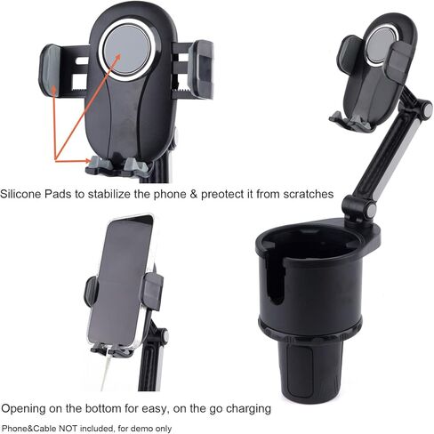 توبريما حامل اكواب للسيارة متعدد الوظائف بقاعدة قابلة للتعديل مع حامل موبايل قابل للدوران 360 درجة للسيارة in Kuwait