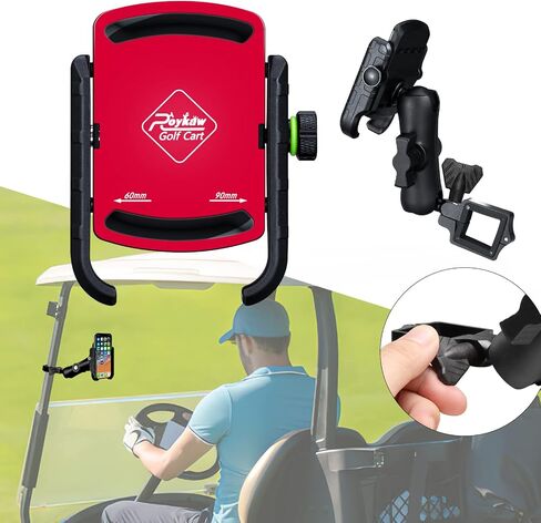 حامل هاتف Roykaw Golf Cart لهاتف iPhone/Galaxy/Google Pixel - متوافق مع EZGO، Club Car، Yamaha، ترقية الإصدار السريع والاختيار والمكان بيد واحدة، لن يسقط in Kuwait