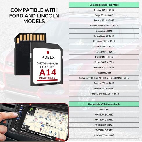 A14 لبطاقة Ford Navigation sd، متوافقة مع Ford Lincoln-GM5T-19H449-AH GM5T19H449AH، 2023 أحدث إصدار من بطاقة sd للملاحة مع خرائط الولايات المتحدة/كندا in Kuwait