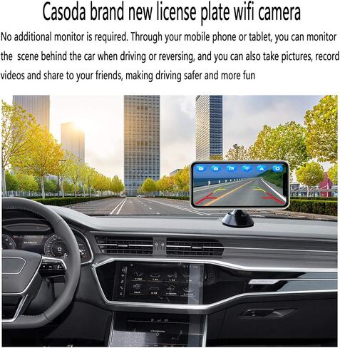 Casoda Wireless License Plate Backup Camera, Crystal Clear View Strong Signal Infrared Night Vision Suitable for Car Truck SUV Pickup Trailer Van Camper in Kuwait