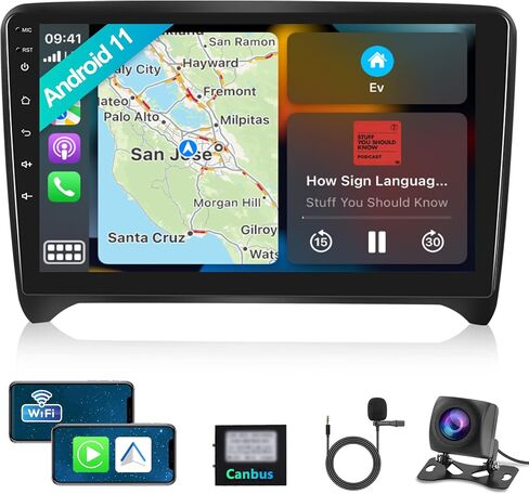 ستيريو سيارة Android 11 مع Apple Carplay اللاسلكي Android Auto for Audi TT MK2 8J 2008-2012 راديو السيارة مع شاشة لمس 9 بوصة 2 جيجابايت + 32 جيجابايت نظام ملاحة GPS واي فاي HiFi Bluetooth FM كاميرا احتياطية لمستقبلات الصوت in Saudi Arabia