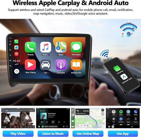 ستيريو سيارة Android 11 مع Apple Carplay اللاسلكي Android Auto for Audi TT MK2 8J 2008-2012 راديو السيارة مع شاشة لمس 9 بوصة 2 جيجابايت + 32 جيجابايت نظام ملاحة GPS واي فاي HiFi Bluetooth FM كاميرا احتياطية لمستقبلات الصوت in Saudi Arabia