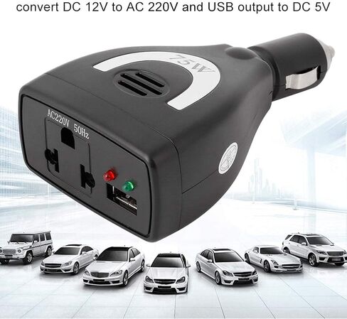 فيدون محول طاقة للسيارة 75 واط تيار مستمر 12 فولت 100-240 فولت تيار متردد محول USB in Saudi Arabia