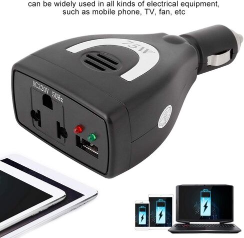 فيدون محول طاقة للسيارة 75 واط تيار مستمر 12 فولت 100-240 فولت تيار متردد محول USB in Saudi Arabia