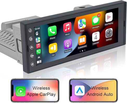 Single Din Touchscreen Car Stereo Wireless CarPlay Wireless Android Auto, 6.9 Inch Android Car Radio with GPS Navigation Bluetooth WiFi FM Audio Receiver Car Multimedia Player Head Unit 1 Din in Kuwait