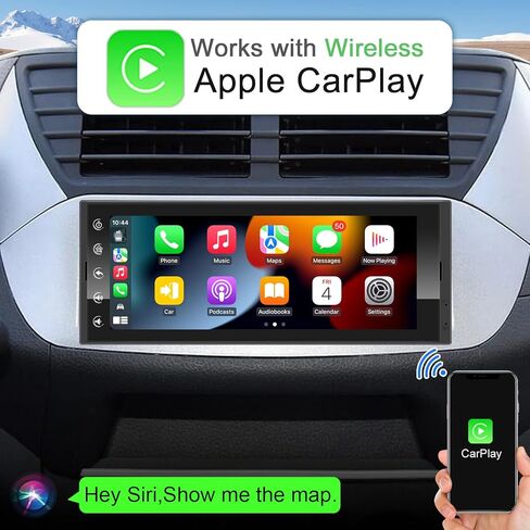 Single Din Touchscreen Car Stereo Wireless CarPlay Wireless Android Auto, 6.9 Inch Android Car Radio with GPS Navigation Bluetooth WiFi FM Audio Receiver Car Multimedia Player Head Unit 1 Din in Kuwait
