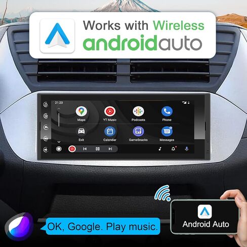 Single Din Touchscreen Car Stereo Wireless CarPlay Wireless Android Auto, 6.9 Inch Android Car Radio with GPS Navigation Bluetooth WiFi FM Audio Receiver Car Multimedia Player Head Unit 1 Din in Kuwait