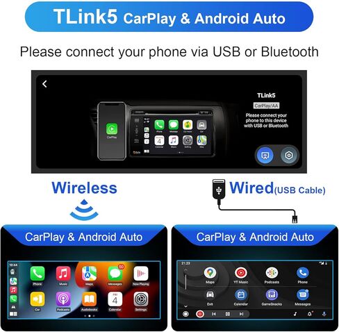 Single Din Touchscreen Car Stereo Wireless CarPlay Wireless Android Auto, 6.9 Inch Android Car Radio with GPS Navigation Bluetooth WiFi FM Audio Receiver Car Multimedia Player Head Unit 1 Din in Kuwait