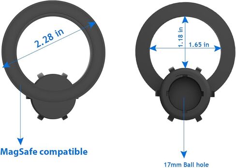 Magnetic Ball Mount Adapter Compatible with MagSafe, 360 Degree Rotate Mout Base Fit All 17mm/0.67inch Ball Joint Car Phone Holder, Compatible with All Phones in Kuwait