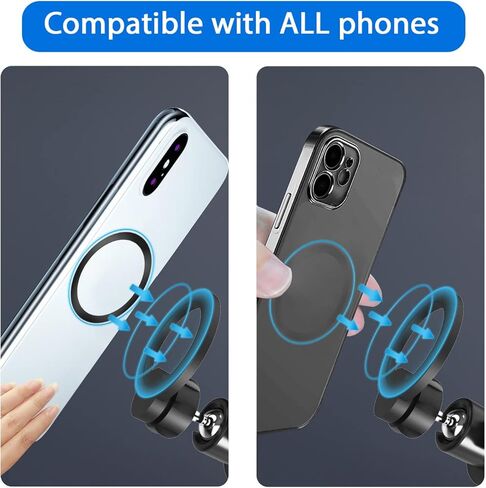 Magnetic Ball Mount Adapter Compatible with MagSafe, 360 Degree Rotate Mout Base Fit All 17mm/0.67inch Ball Joint Car Phone Holder, Compatible with All Phones in Kuwait