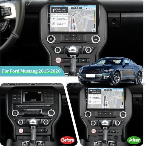 for Ford Mustang 2015-2020 - Wireless Apple Carplay and Android Auto, [2+64G] 9 Inch Touchscreen Android 13 Car Radio - Multiple UI/GPS/WiFi/SWC + AHD Backup Camera + Mic in Saudi Arabia