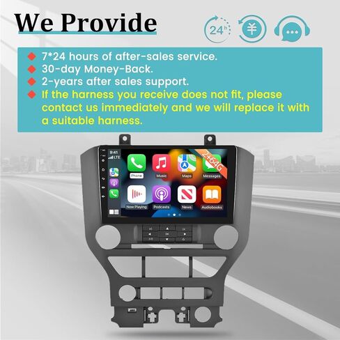 for Ford Mustang 2015-2020 - Wireless Apple Carplay and Android Auto, [2+64G] 9 Inch Touchscreen Android 13 Car Radio - Multiple UI/GPS/WiFi/SWC + AHD Backup Camera + Mic in Saudi Arabia