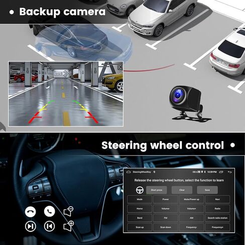 نظام تشغيل Android 13 ستيريو للسيارة مزدوج Din لاسلكي Apple Carplay وAndroid Auto شاشة لمس 10.1 بوصة راديو سيارة مع نظام ملاحة GPS RCA USB وكاميرا احتياطية 23 سمة لواجهة المستخدم in Kuwait