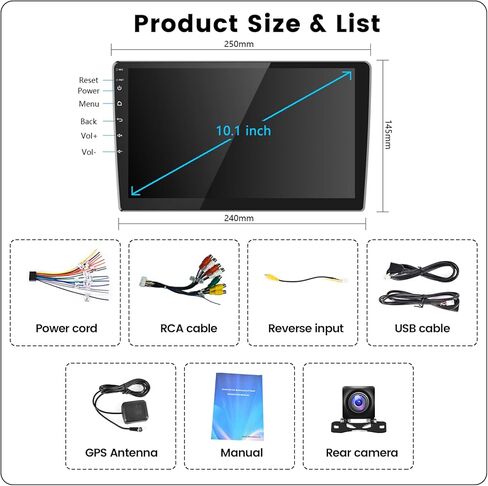 نظام تشغيل Android 13 ستيريو للسيارة مزدوج Din لاسلكي Apple Carplay وAndroid Auto شاشة لمس 10.1 بوصة راديو سيارة مع نظام ملاحة GPS RCA USB وكاميرا احتياطية 23 سمة لواجهة المستخدم in Kuwait