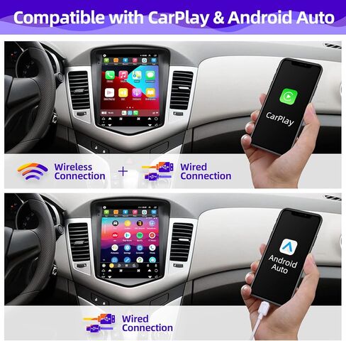 راديو السيارة CGOGC Android10 متوافق مع Carplay Android Auto 8core TouchScreen Stereo Bluetooth GPS Navigation Backup Camera Media Play T Style Head Unit لسيارة شيفروليه تشيفي كروز 2009-2015 in Kuwait