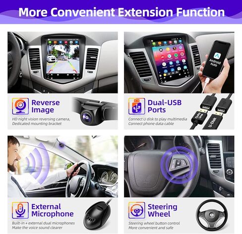 راديو السيارة CGOGC Android10 متوافق مع Carplay Android Auto 8core TouchScreen Stereo Bluetooth GPS Navigation Backup Camera Media Play T Style Head Unit لسيارة شيفروليه تشيفي كروز 2009-2015 in Kuwait