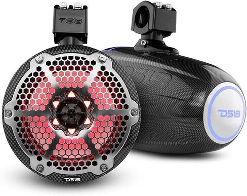 DS18 Hydro NXL-X8TP/BK 8" Marine Towers with Integrated RGB LED Lights - High Performance, Marine Grade IP65 Rated, UV Stable, 375 W Max 125 W RMS 4 Ohms (Pair) in Saudi Arabia