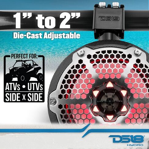 DS18 Hydro NXL-X8TP/BK 8" Marine Towers with Integrated RGB LED Lights - High Performance, Marine Grade IP65 Rated, UV Stable, 375 W Max 125 W RMS 4 Ohms (Pair) in Saudi Arabia