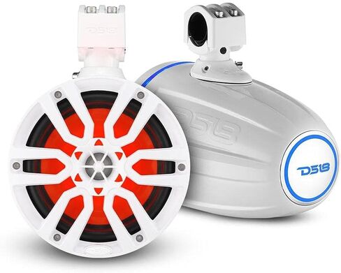 DS18 NXL-X8TP/BK Hydro 8 بوصات مكبرات صوت أبراج واكيبورد مقاومة للماء البحرية مع مصابيح LED RGB مدمجة - 375 واط بحد أقصى 125 واط RMS 4 أوم - رائعة للقوارب ورياضات السيارات وجيب ATV وUTV - زوج in Kuwait