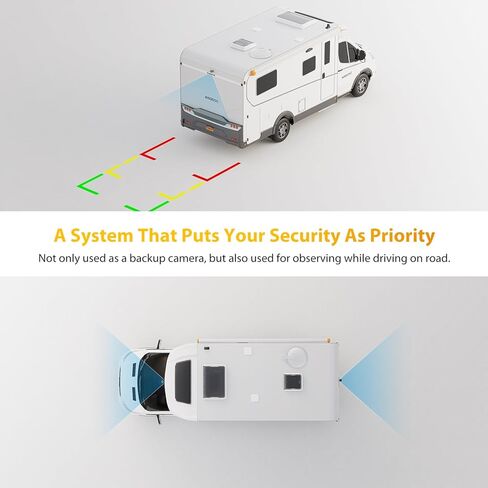 Xroose Wired RV Backup Camera System, 7-inch HD Dual-Split Screen Monitor, IP69 Waterproof Rear/Front-View Reverse Cameras for Truck/Trailer/Bus/Van/5th Wheel/Tractor (CY702) in Kuwait